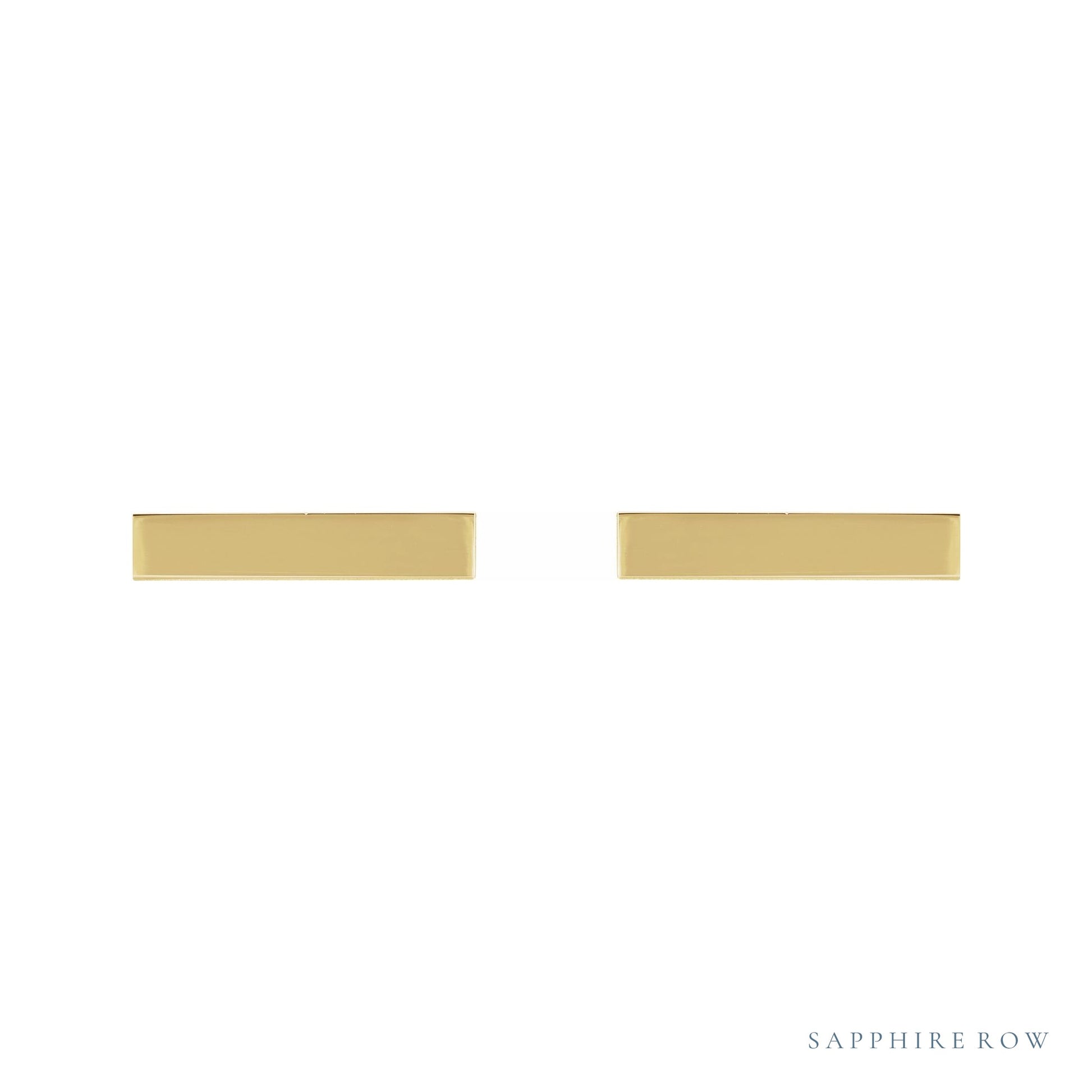 Sapphire Row Engravable Bar Earrings - 14K Yellow Gold (view 2)