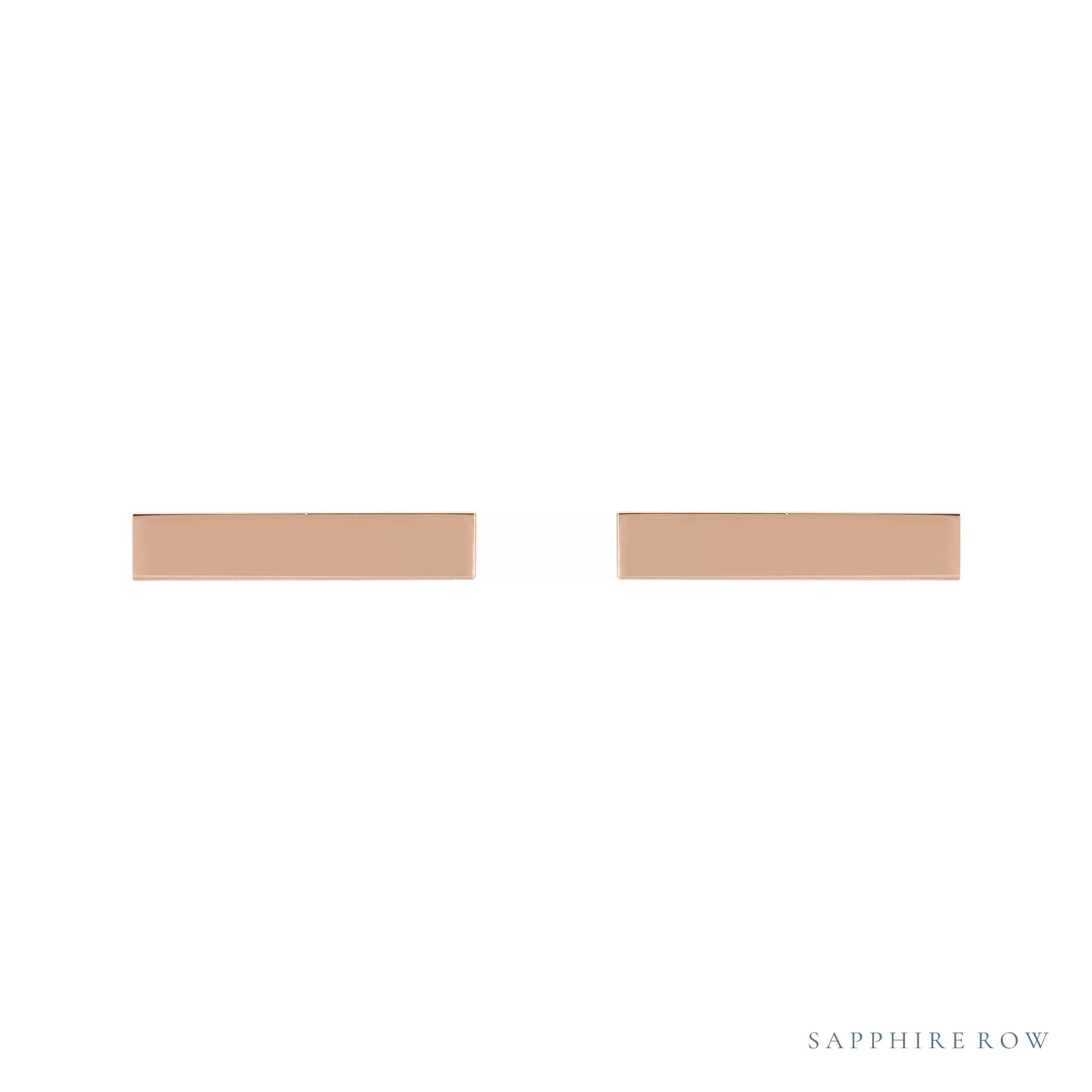 Sapphire Row Engravable Bar Earrings - 14K Rose Gold (view 2)