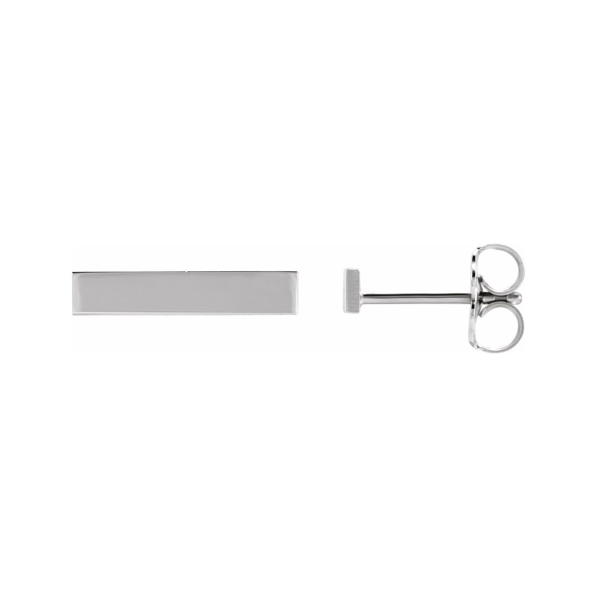 Sapphire Row Engravable Bar Earrings - 14K White Gold