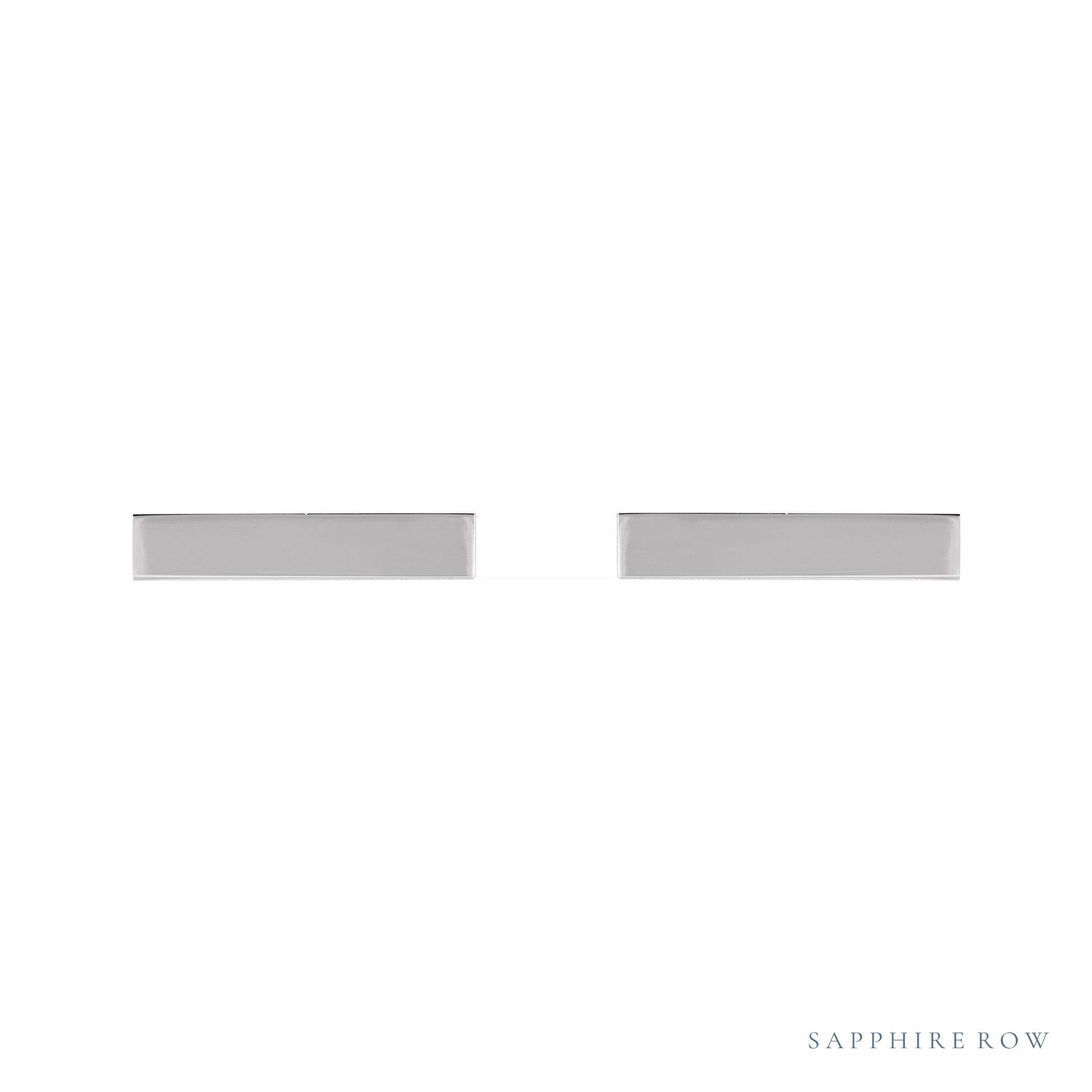 Sapphire Row Engravable Bar Earrings - 14K White Gold (view 2)