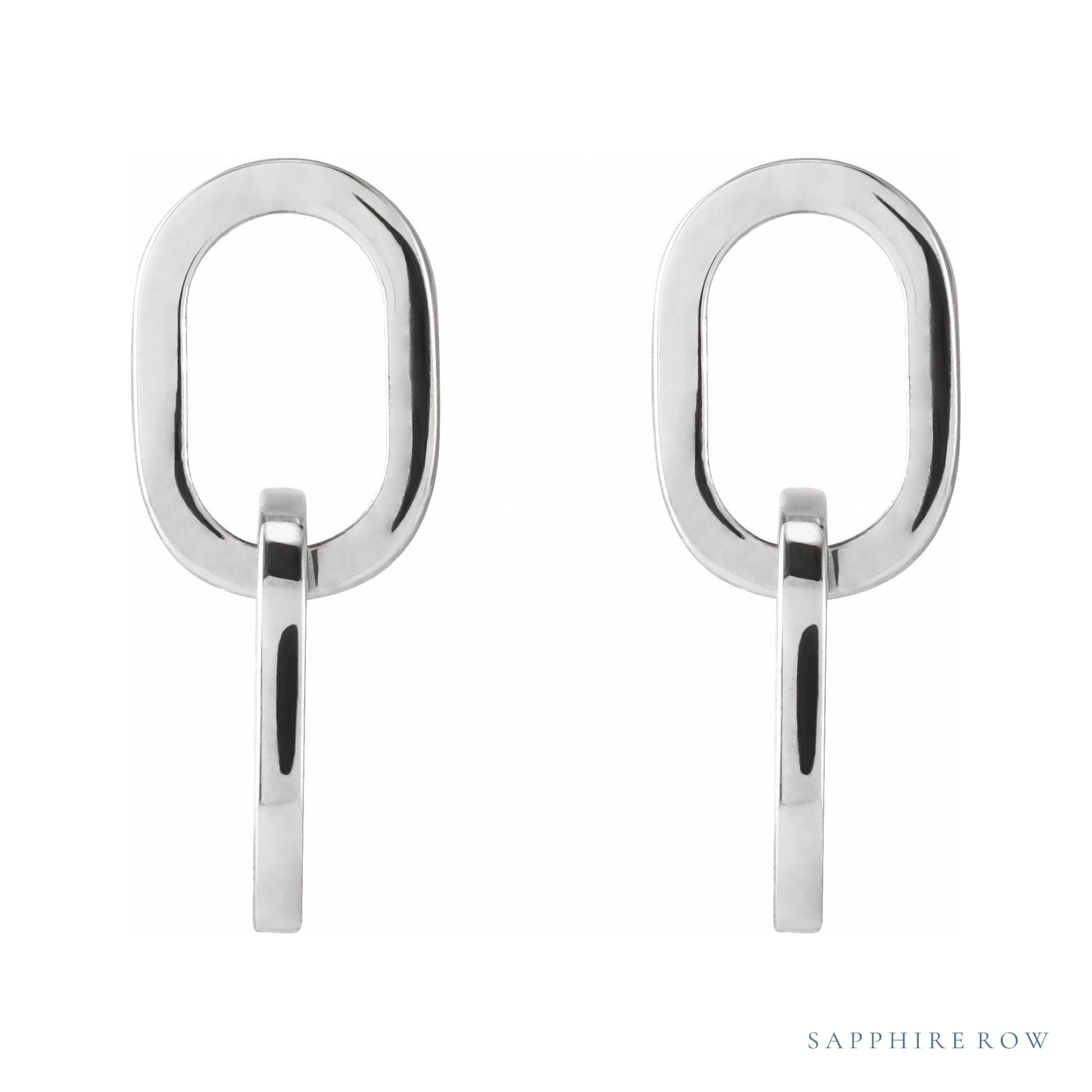 Sapphire Row Gold Interlocking Oval Earrings - Platinum (view 2)