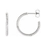 Sapphire Row Gold Twisted Rope Hoop Earrings - 14K White Gold, 17 mm