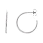 Sapphire Row Gold Twisted Rope Hoop Earrings - 14K White Gold, 21 mm