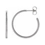 Sapphire Row Gold Twisted Rope Hoop Earrings - 14K White Gold, 25 mm