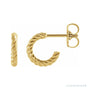 Sapphire Row Gold Twisted Rope Hoop Earrings - 14K Yellow Gold, 9 mm