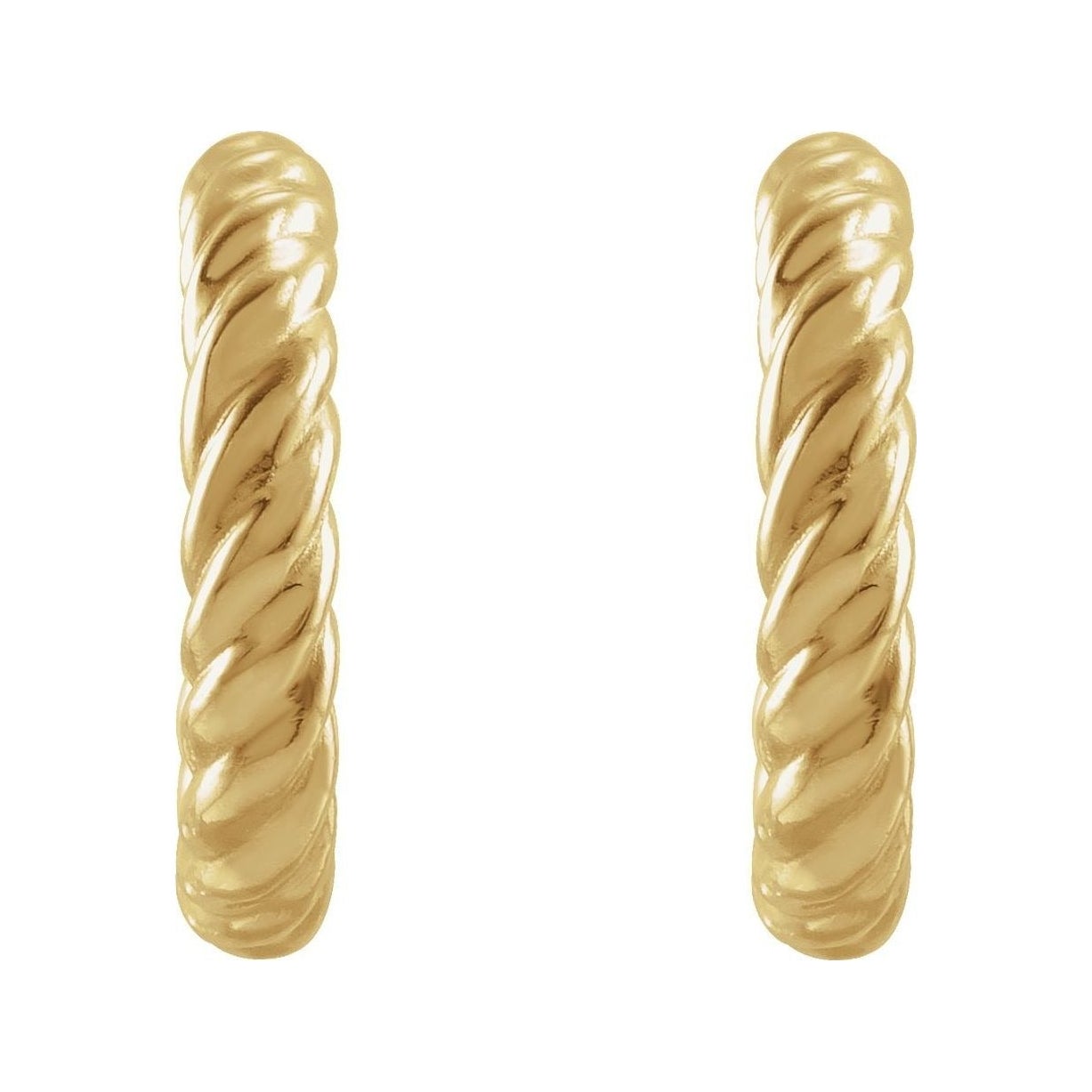 Sapphire Row Gold Twisted Rope Hoop Earrings - 14K Yellow Gold, 9 mm (view 2)
