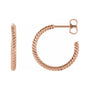 Sapphire Row Gold Twisted Rope Hoop Earrings - 14K Rose Gold, 17 mm