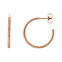 Sapphire Row Gold Twisted Rope Hoop Earrings - 14K Rose Gold, 21 mm