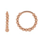 Sapphire Row Gold Beaded Hoop Earrings - 14K Rose Gold, 11 mm