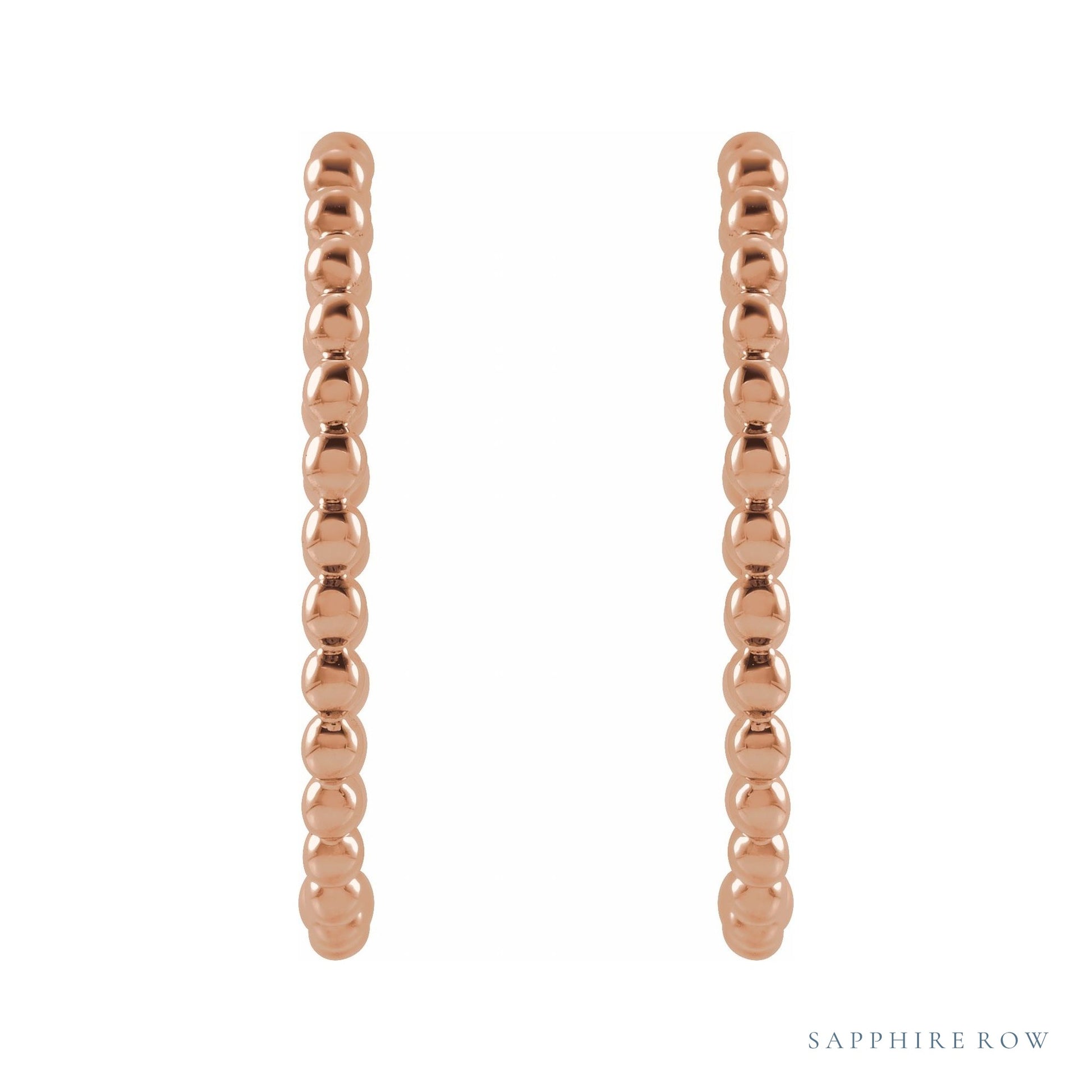 Sapphire Row Gold Beaded Hoop Earrings - 14K Rose Gold, 20 mm (view 2)