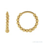 Sapphire Row Gold Beaded Hoop Earrings - 14K Yellow Gold, 11 mm