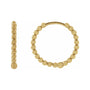 Sapphire Row Gold Beaded Hoop Earrings - 14K Yellow Gold, 15 mm