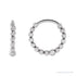 Sapphire Row Gold Beaded Hoop Earrings - 14K White Gold, 11 mm