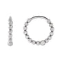 Sapphire Row Gold Beaded Hoop Earrings - 14K White Gold, 11 mm