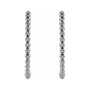 Sapphire Row Gold Beaded Hoop Earrings - 14K White Gold, 20 mm (view 2)