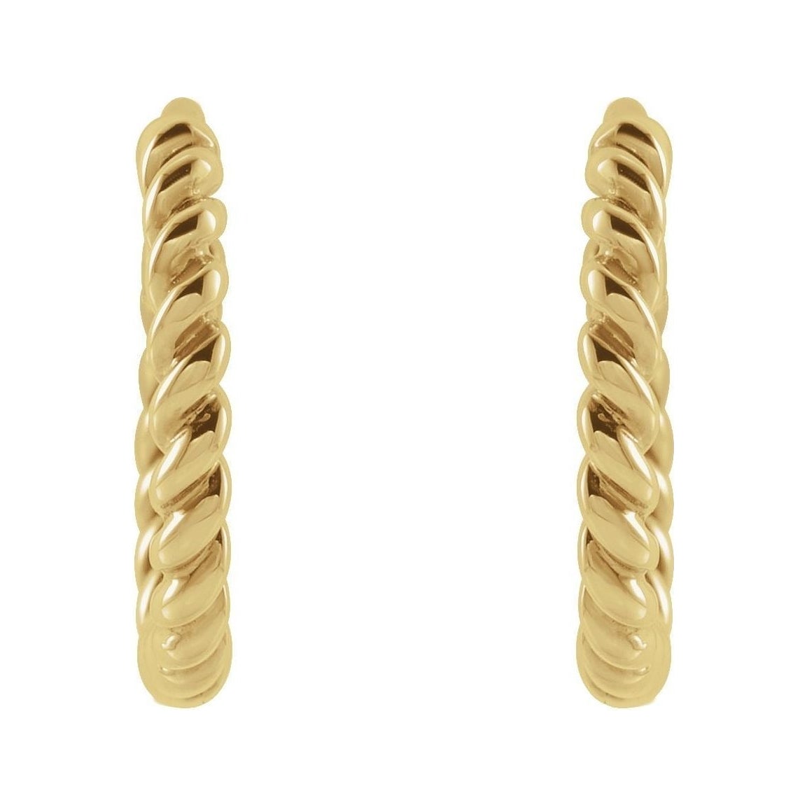 Sapphire Row Gold Twisted Rope Midi Hoop Earrings - 14K Yellow Gold (view 2)