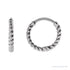 Sapphire Row Gold Twisted Rope Midi Hoop Earrings - 14K White Gold