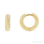 Sapphire Row Gold Twisted Rope Huggie Earrings - 14K Yellow Gold, 10.5 mm