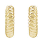 Sapphire Row Gold Twisted Rope Huggie Earrings - 14K Yellow Gold, 10.5 mm (view 2)
