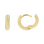 Sapphire Row Gold Twisted Rope Huggie Earrings - 14K Yellow Gold, 10.5 mm (view 3)