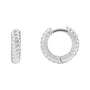 Sapphire Row Gold Twisted Rope Huggie Earrings - 14K White Gold, 10.5 mm