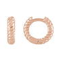 Sapphire Row Gold Twisted Rope Huggie Earrings - 14K Rose Gold
