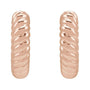 Sapphire Row Gold Twisted Rope Huggie Earrings - 14K Rose Gold (view 2)
