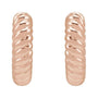 Sapphire Row Gold Twisted Rope Huggie Earrings - 14K Rose Gold, 10.5 mm (view 2)