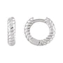 Sapphire Row Gold Twisted Rope Huggie Earrings - 14K White Gold