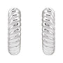 Sapphire Row Gold Twisted Rope Huggie Earrings - 14K White Gold (view 2)