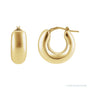 Sapphire Row Gold Puffed Huggie Earrings - 14K Yellow Gold
