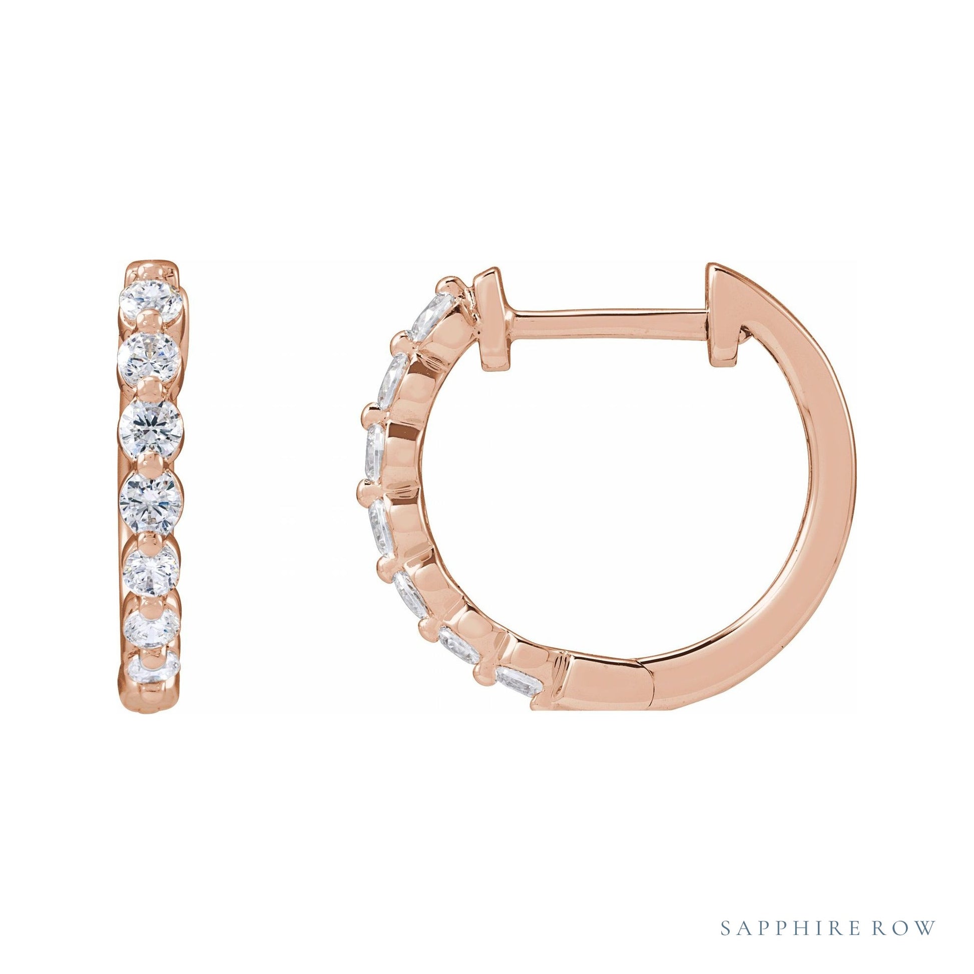 Sapphire Row Lab-Grown Diamond Round Huggie Earrings - 14K Rose Gold, 1/2 CTW