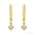 Sapphire Row Natural Diamond Bezel-Dangle Huggie Earrings - 14K Yellow Gold, 1/3 CTW (view 2)