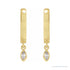 Sapphire Row Natural Diamond Bezel-Dangle Huggie Earrings - 14K Yellow Gold, 1/8 CTW (view 2)