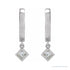 Sapphire Row Natural Diamond Bezel-Dangle Huggie Earrings - 14K White Gold, 1/3 CTW (view 2)