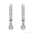 Sapphire Row Natural Diamond Bezel-Dangle Huggie Earrings - 14K White Gold, 1/5 CTW (view 2)