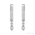 Sapphire Row Natural Diamond Bezel-Dangle Huggie Earrings - 14K White Gold, 1/8 CTW (view 2)