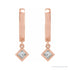 Sapphire Row Natural Diamond Bezel-Dangle Huggie Earrings - 14K Rose Gold, 1/3 CTW (view 2)