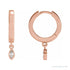 Sapphire Row Natural Diamond Bezel-Dangle Huggie Earrings - 14K Rose Gold, 1/8 CTW