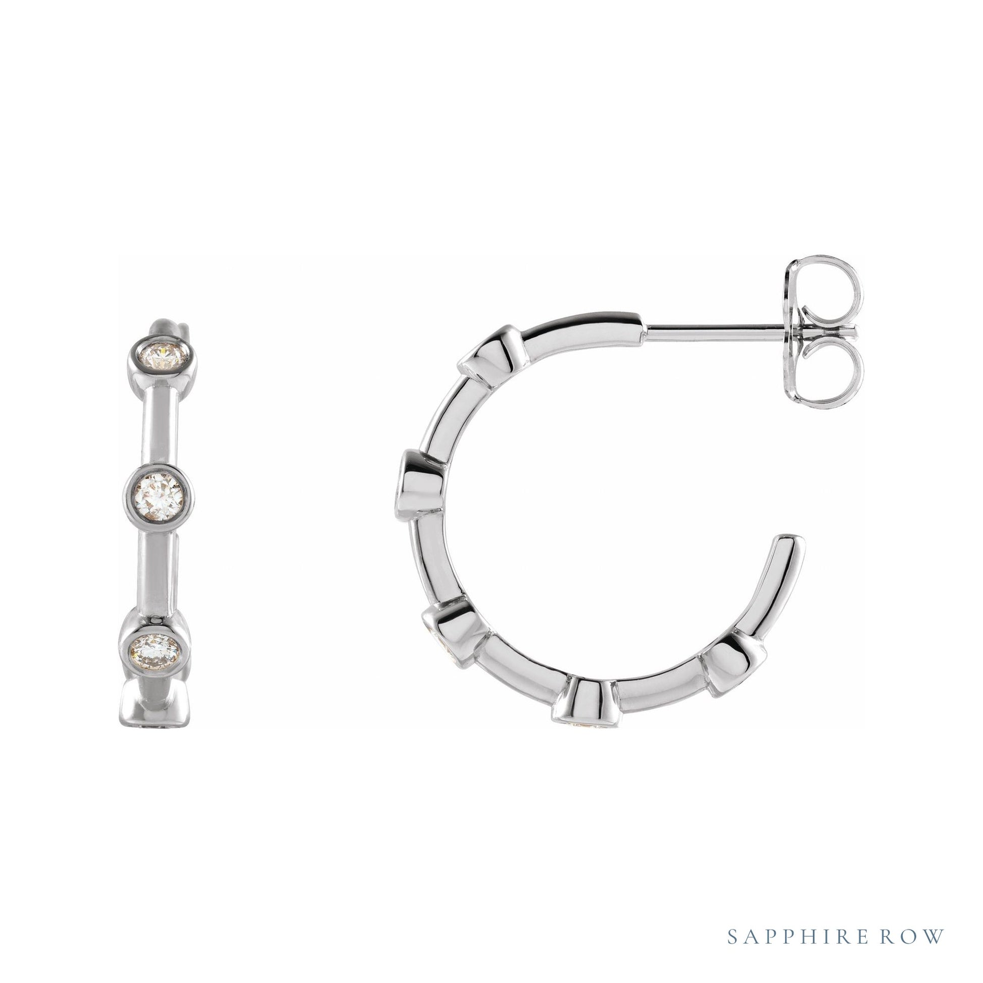 Sapphire Row Natural Diamond Station Hoop Earrings - Platinum, 1/4 CTW