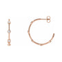 Sapphire Row Natural Diamond Station Hoop Earrings - 14K Rose Gold, 5/8 CTW