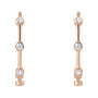Sapphire Row Natural Diamond Station Hoop Earrings - 14K Rose Gold, 5/8 CTW (view 2)