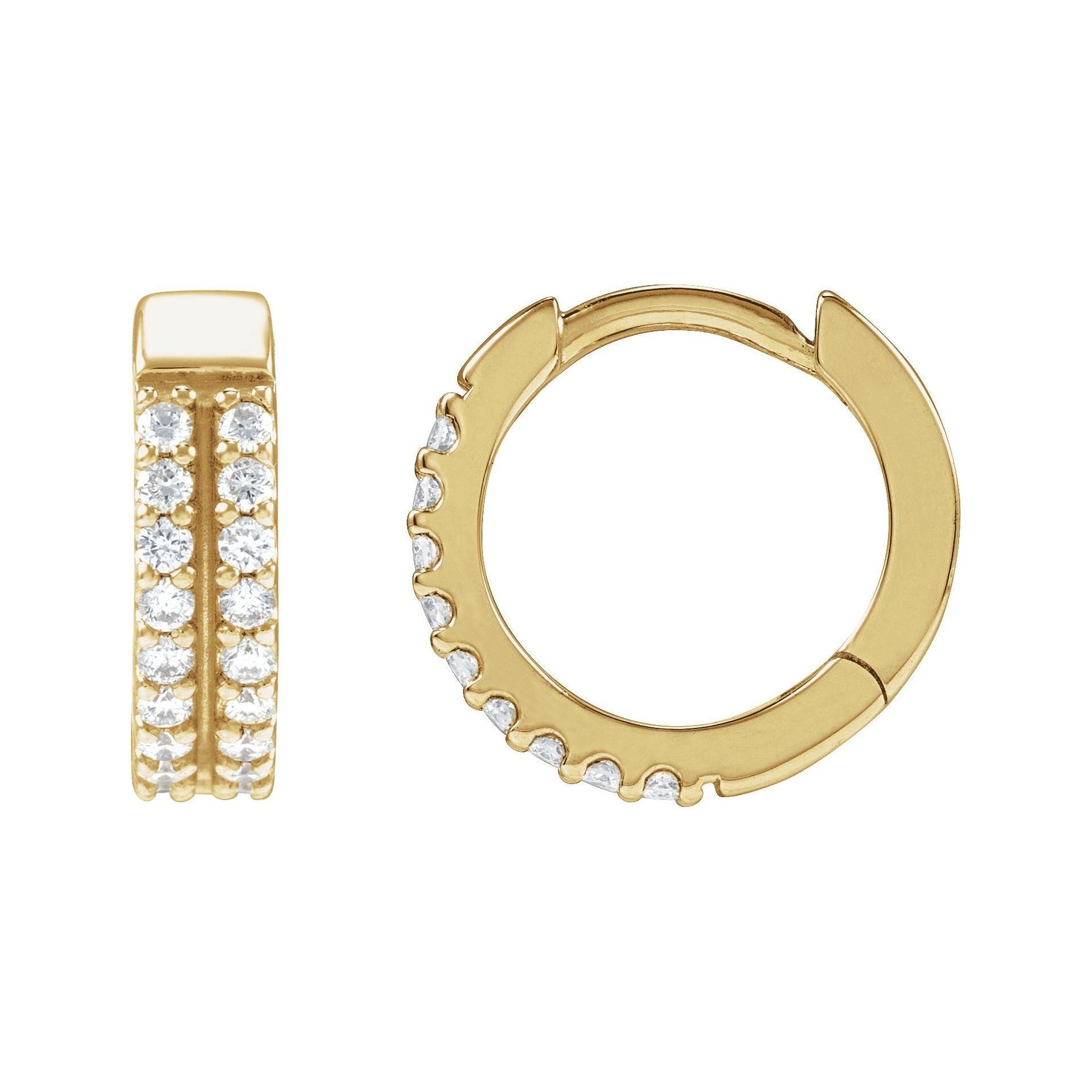 Sapphire Row Lab-Grown Diamond Double Pavé Huggie Earrings - 14K White Gold, 1/5 CTW