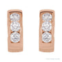 Sapphire Row Natural Diamond Channel-Set Huggie Earrings - 14K Rose Gold (view 2)