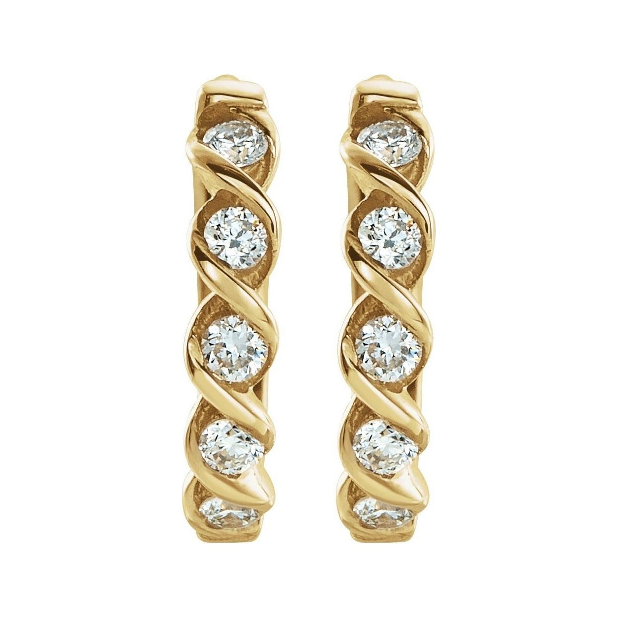 Sapphire Row Lab-Grown Diamond Braided Hoop Earrings - 14K Yellow Gold (view 2)
