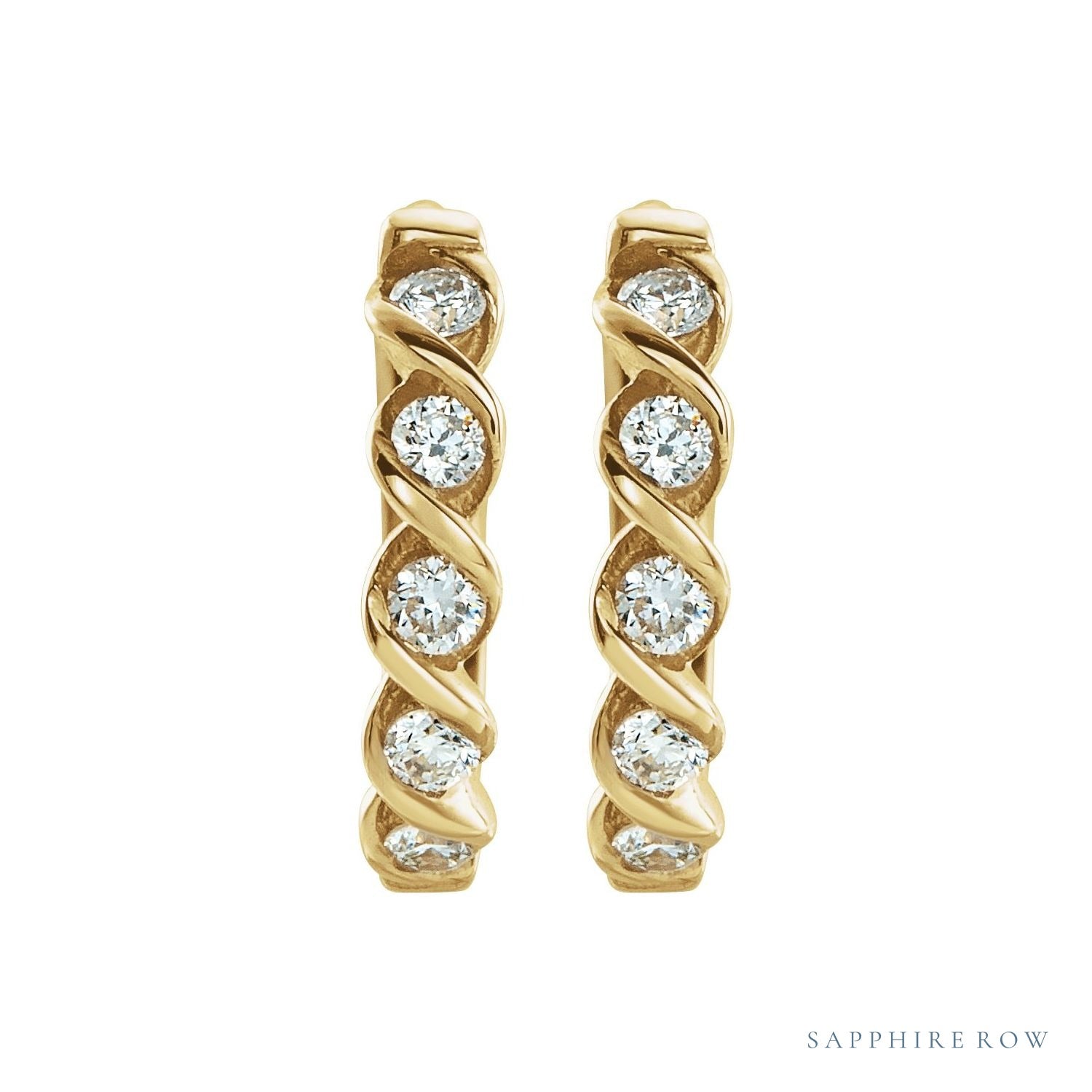 Sapphire Row Lab-Grown Diamond Braided Hoop Earrings - 14K Yellow Gold (view 2)