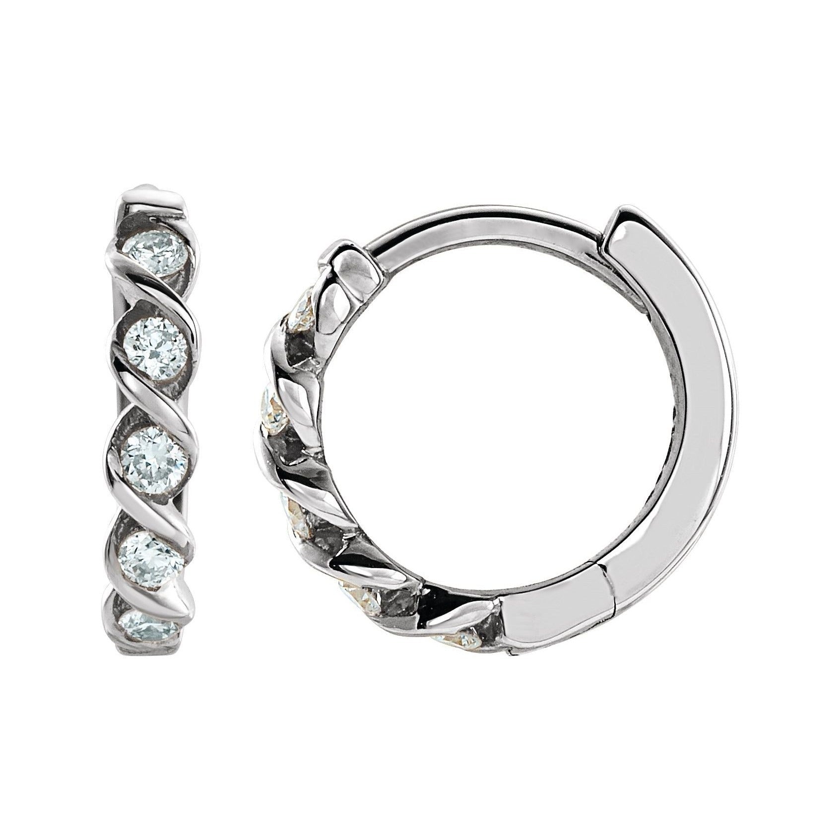 Sapphire Row Lab-Grown Diamond Braided Hoop Earrings - 14K White Gold