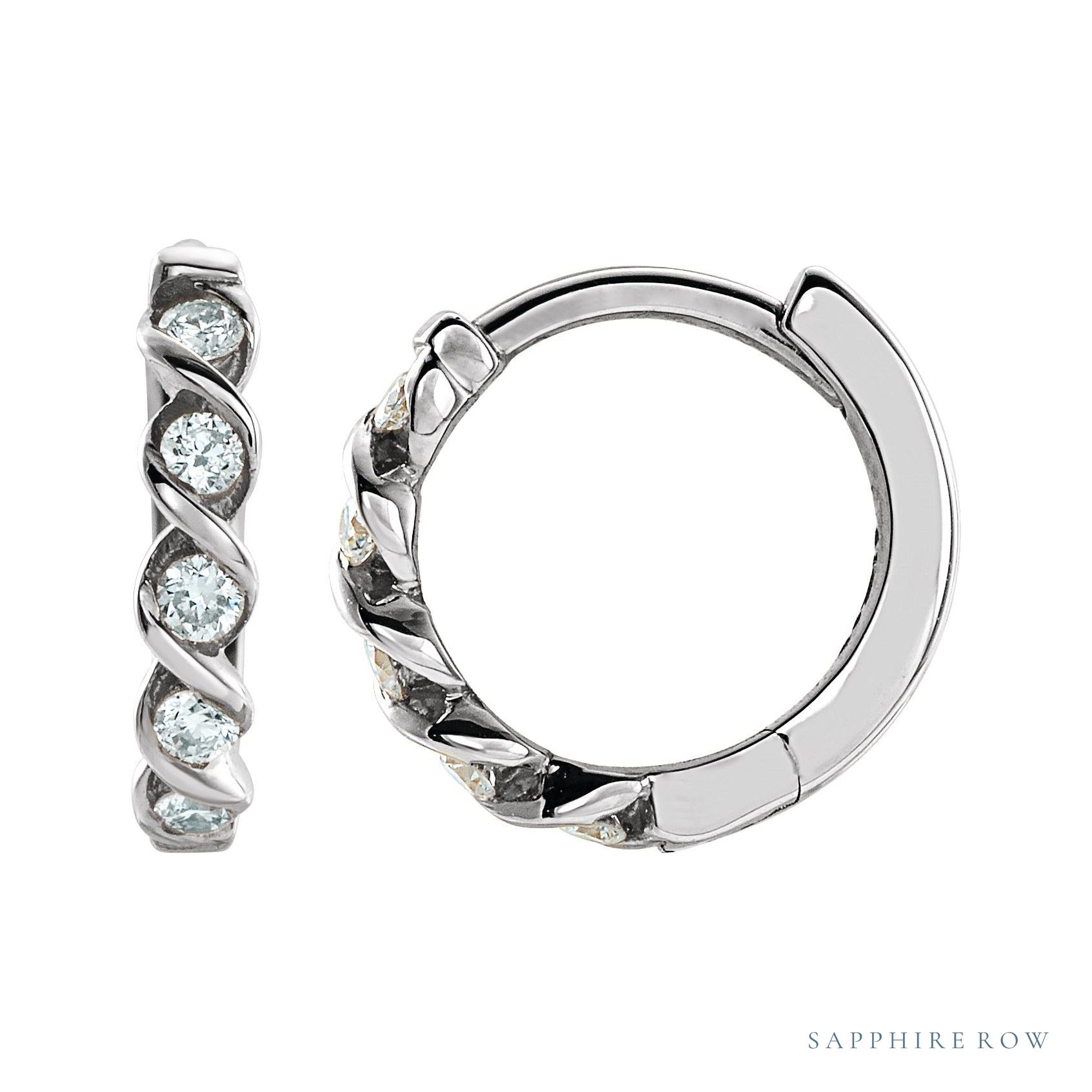 Sapphire Row Lab-Grown Diamond Braided Hoop Earrings - 14K White Gold