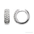 Sapphire Row Natural Diamond French Pavé Thick Huggie Earrings - 14K White Gold, 7/8 CTW
