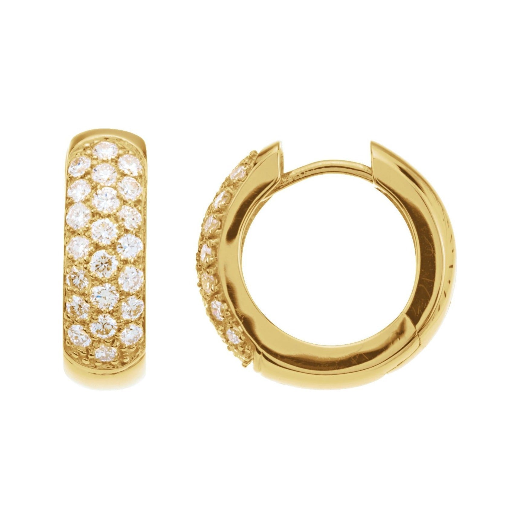 Sapphire Row Lab-Grown Diamond French Pavé Thick Huggie Earrings - 14K Yellow Gold, 7/8 CTW